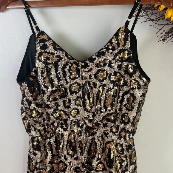 J.O.A Leopard Sequin Dress Small Black Gold - Picture 6 of 11